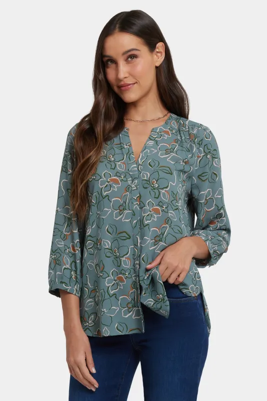 Pintuck Blouse - La Floraison sold by NYDJ