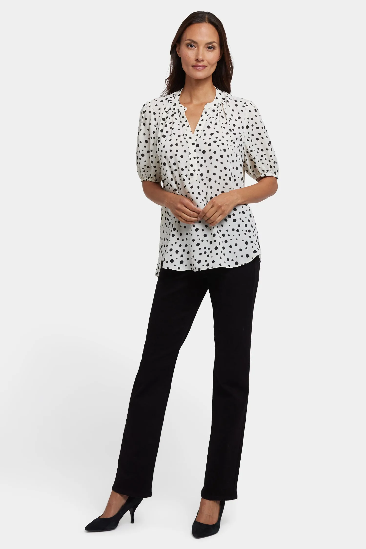 Short Puff Sleeved Popover Top - Josephine Dots sold by NYDJ product image thumbnail 4