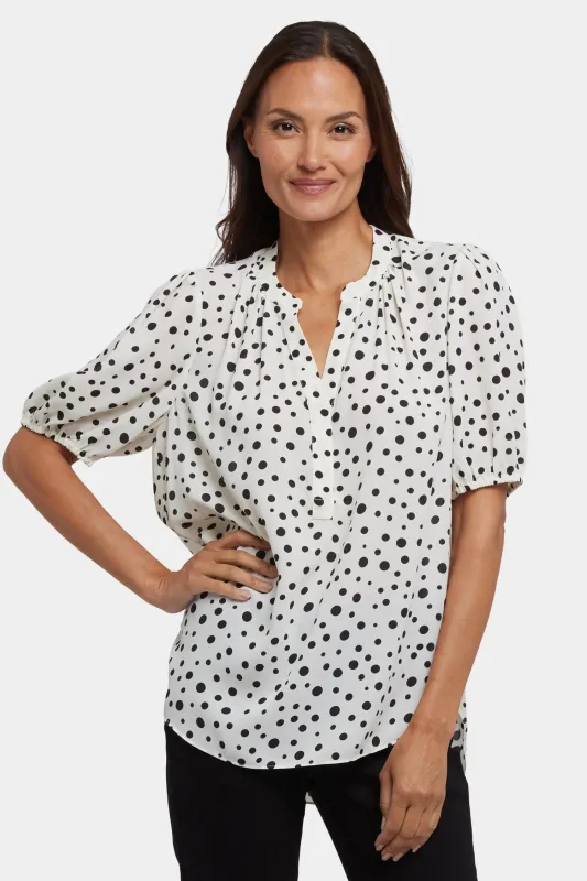 Short Puff Sleeved Popover Top - Josephine Dots sold by NYDJ