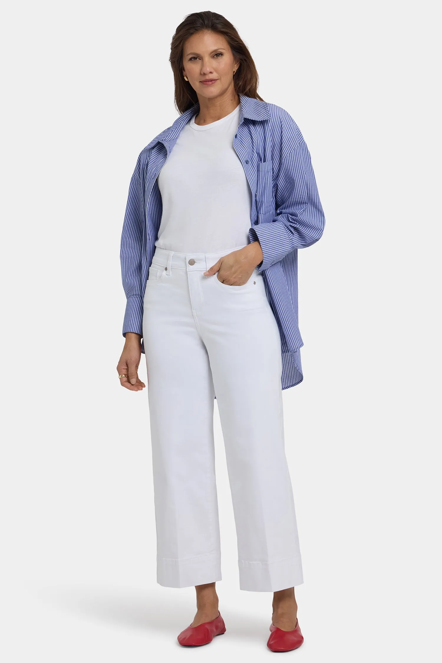 Teresa Wide Leg Ankle Jeans In Petite - Optic White sold by NYDJ