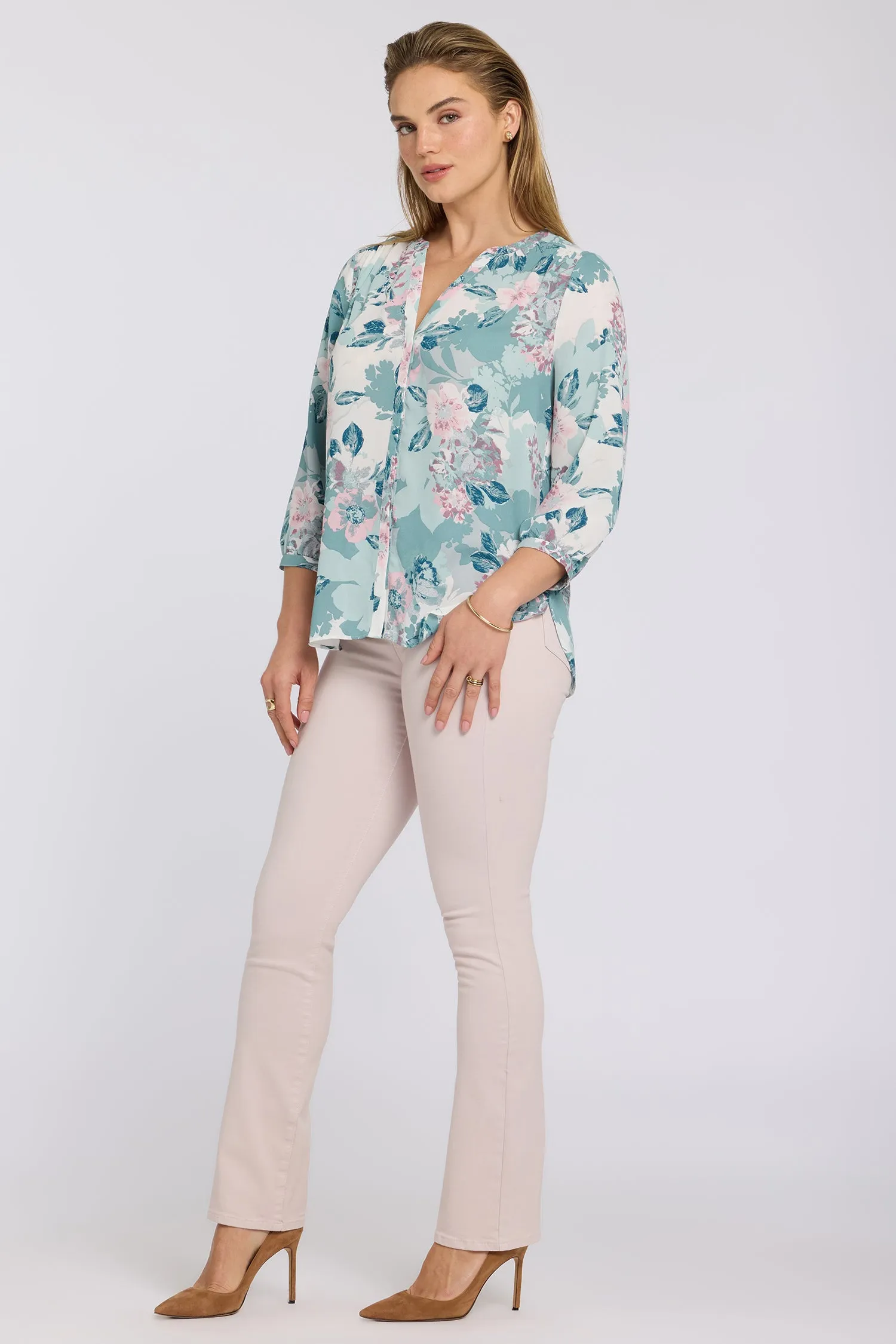 Pintuck Blouse - Floral Mosaic sold by NYDJ product image thumbnail 3