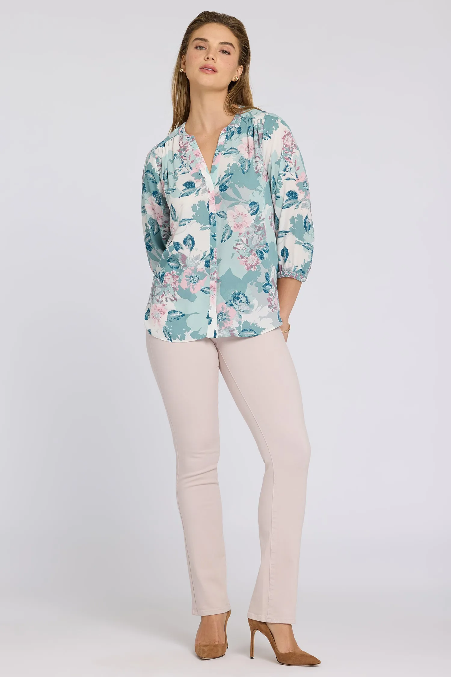 Pintuck Blouse - Floral Mosaic sold by NYDJ product image thumbnail 4