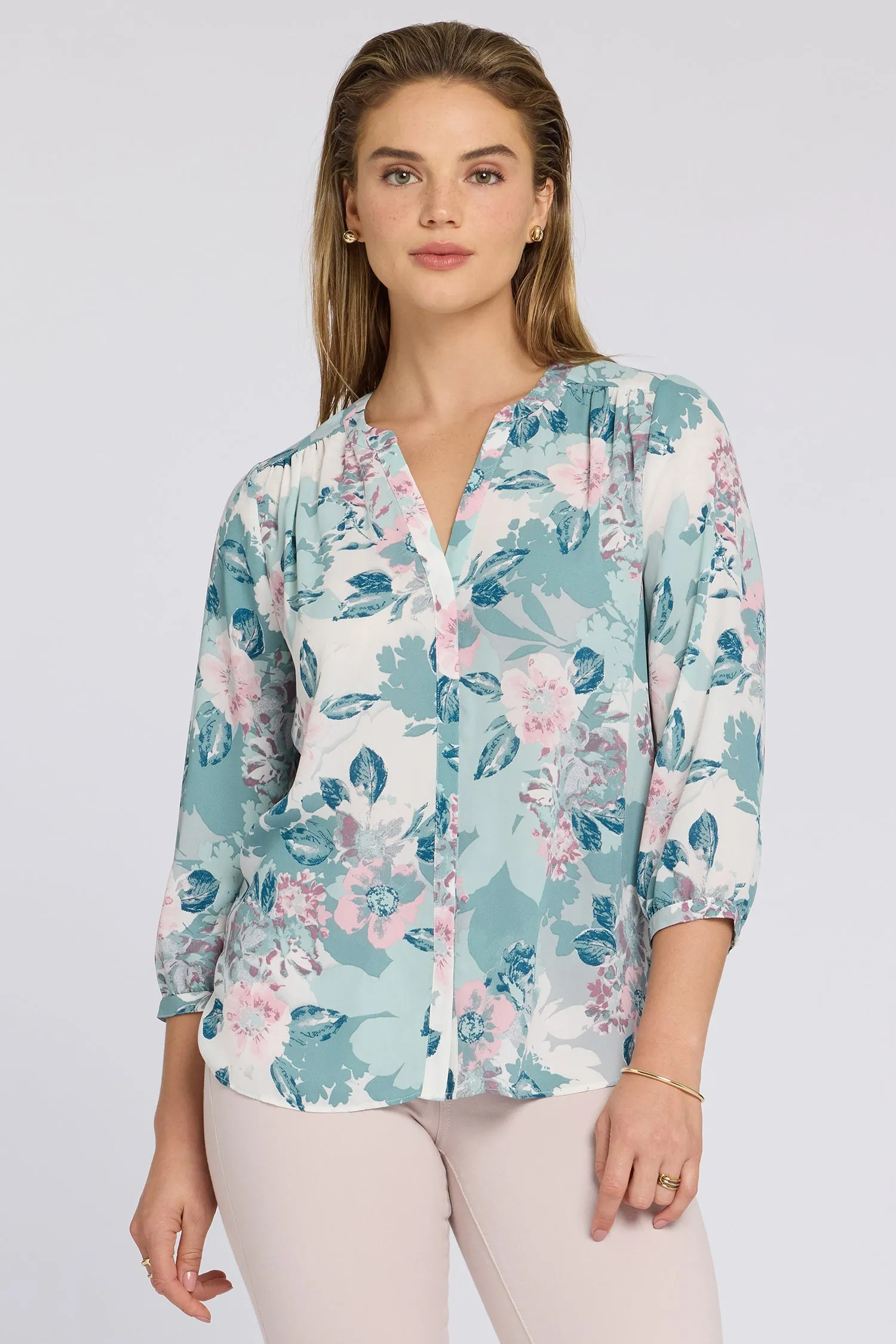 Pintuck Blouse - Floral Mosaic sold by NYDJ