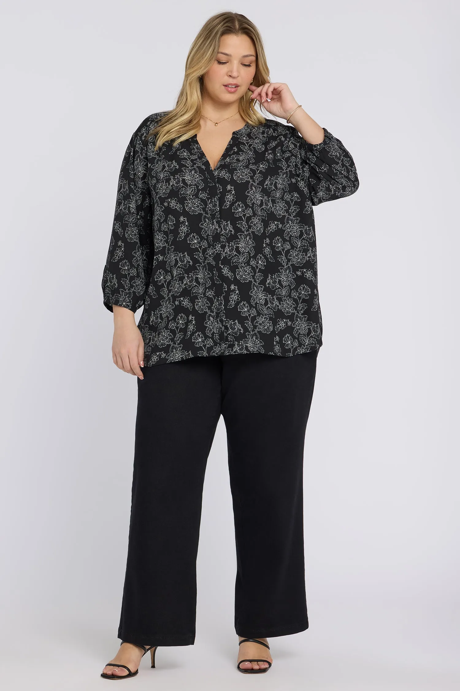 Pintuck Blouse In Plus Size - Floralesque sold by NYDJ product image thumbnail 4
