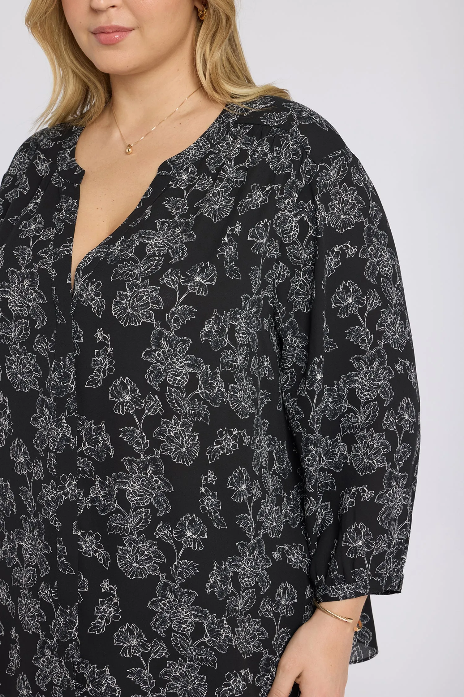Pintuck Blouse In Plus Size - Floralesque sold by NYDJ product image thumbnail 5