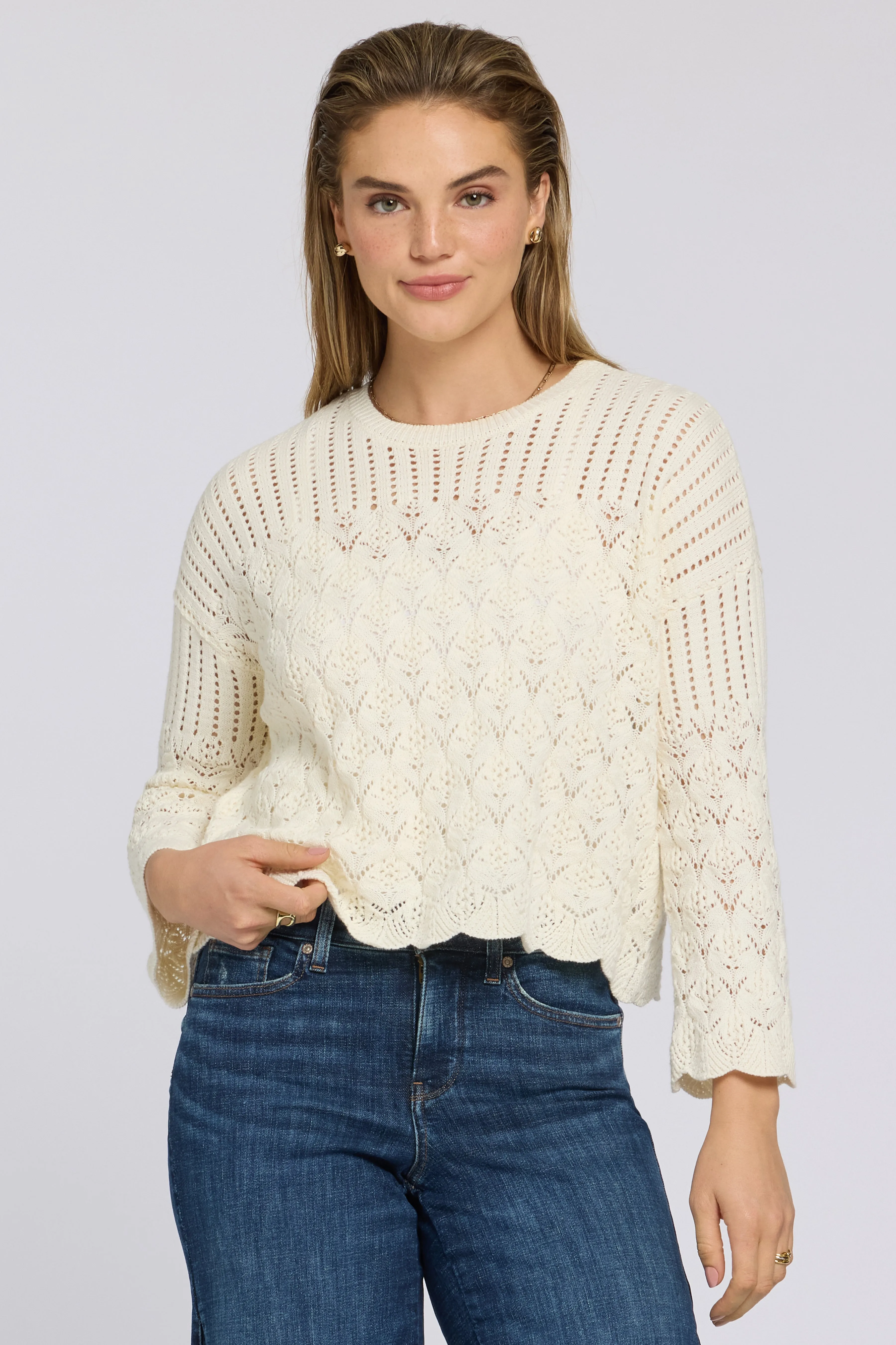 Pointelle Popover - Ivory sold by NYDJ product image thumbnail 2