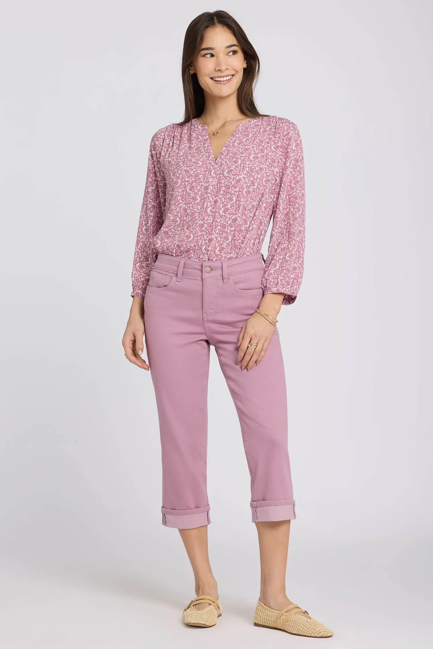 Marilyn Straight Crop Jeans In Petite - Dusky Daisy sold by NYDJ