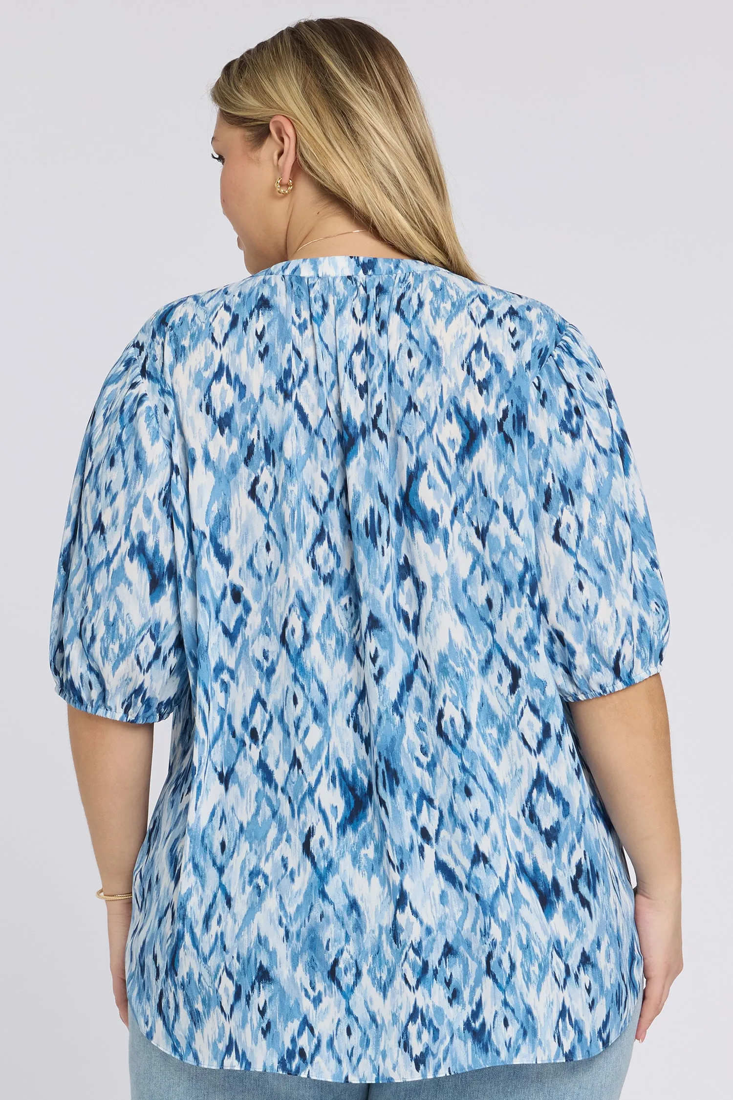 Short Puff Sleeved Popover Top In Plus Size - Blue Visions sold by NYDJ product image thumbnail 2