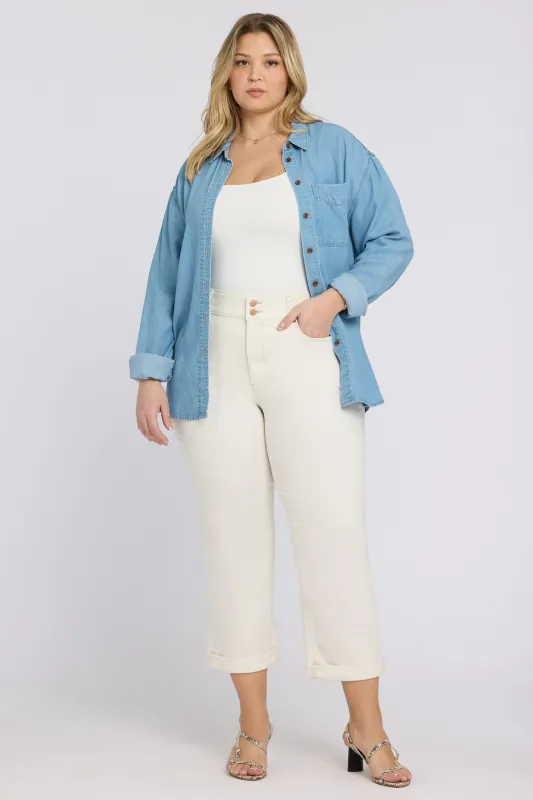 Bailey Relaxed Straight Crop Jeans In Plus Size - Vintage White made by NYDJ