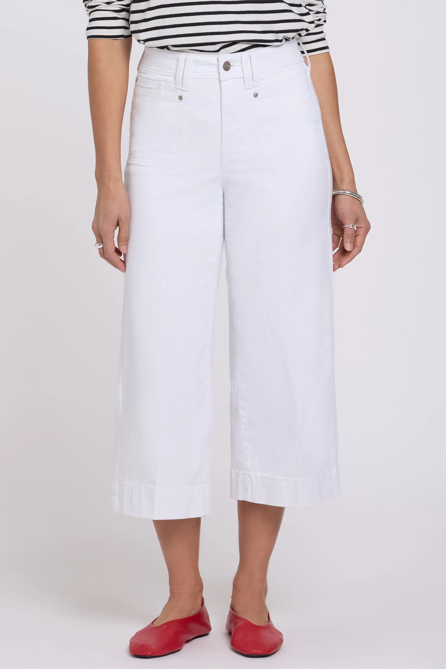 Brigitte Wide Leg Capri Jeans In Petite - Optic White sold by NYDJ product image thumbnail 4