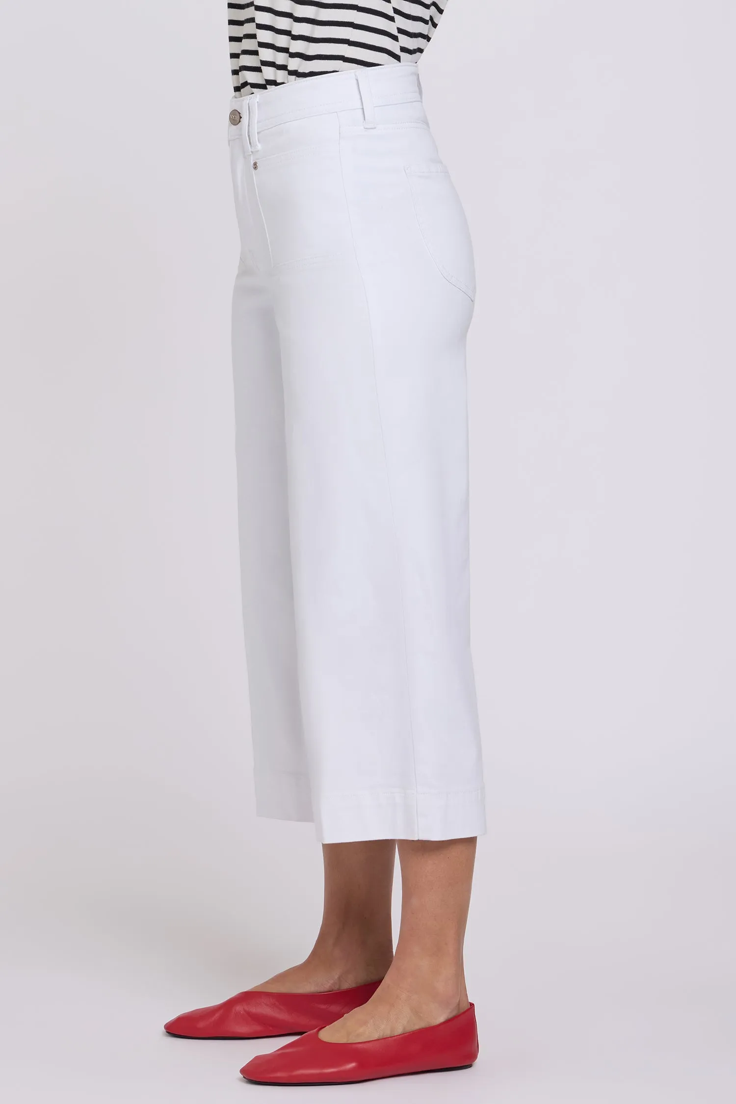 Brigitte Wide Leg Capri Jeans In Petite - Optic White sold by NYDJ product image thumbnail 3