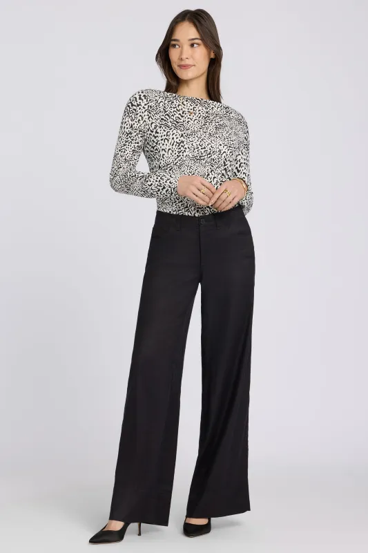 5 Pocket Wide Leg Trouser Pants - Black sold by NYDJ