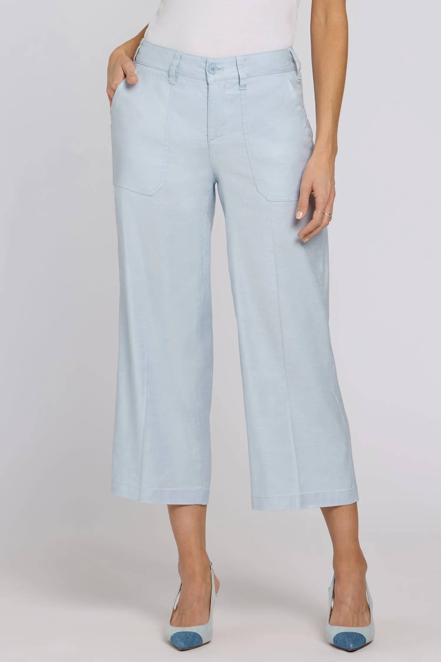Wide Leg Cargo Capri Pants In Petite - Blue Clover sold by NYDJ product image thumbnail 5
