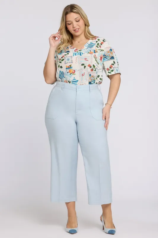 Wide Leg Cargo Capri Pants In Plus Size - Blue Clover sold by NYDJ