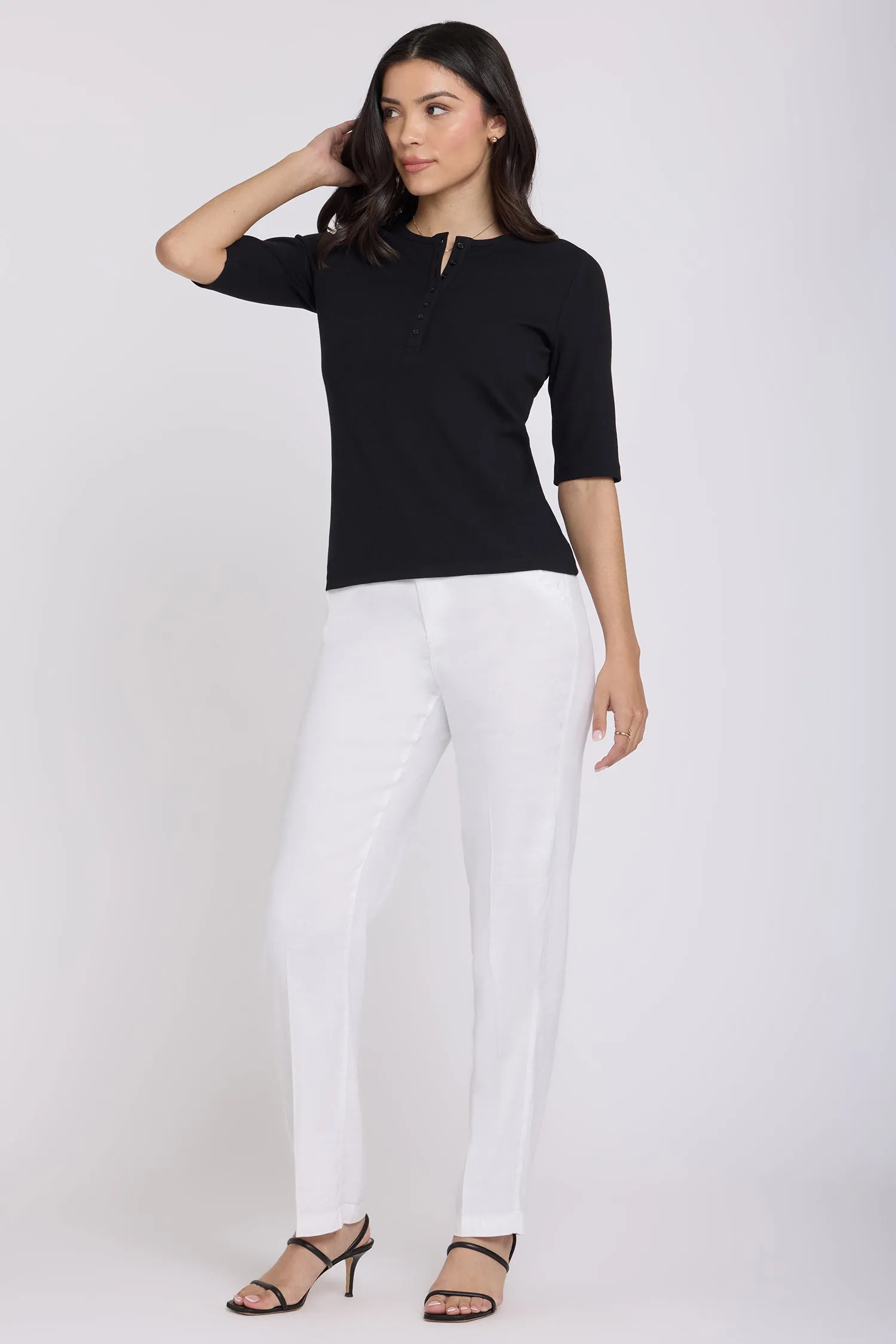 Ribbed Elbow Sleeved Henley - Black sold by NYDJ product image thumbnail 4