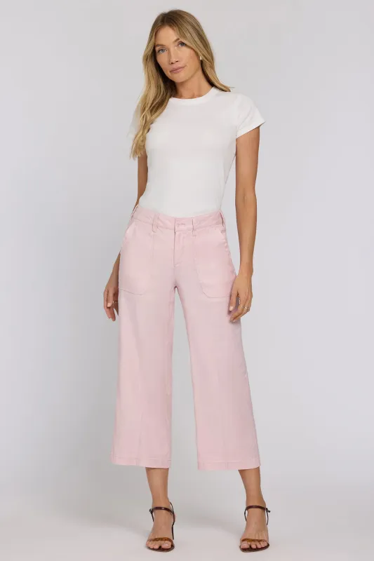 Wide Leg Cargo Capri Pants In Petite - Light Lilac sold by NYDJ
