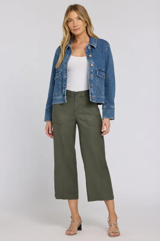 Wide Leg Cargo Capri Pants In Petite - Desert Green sold by NYDJ