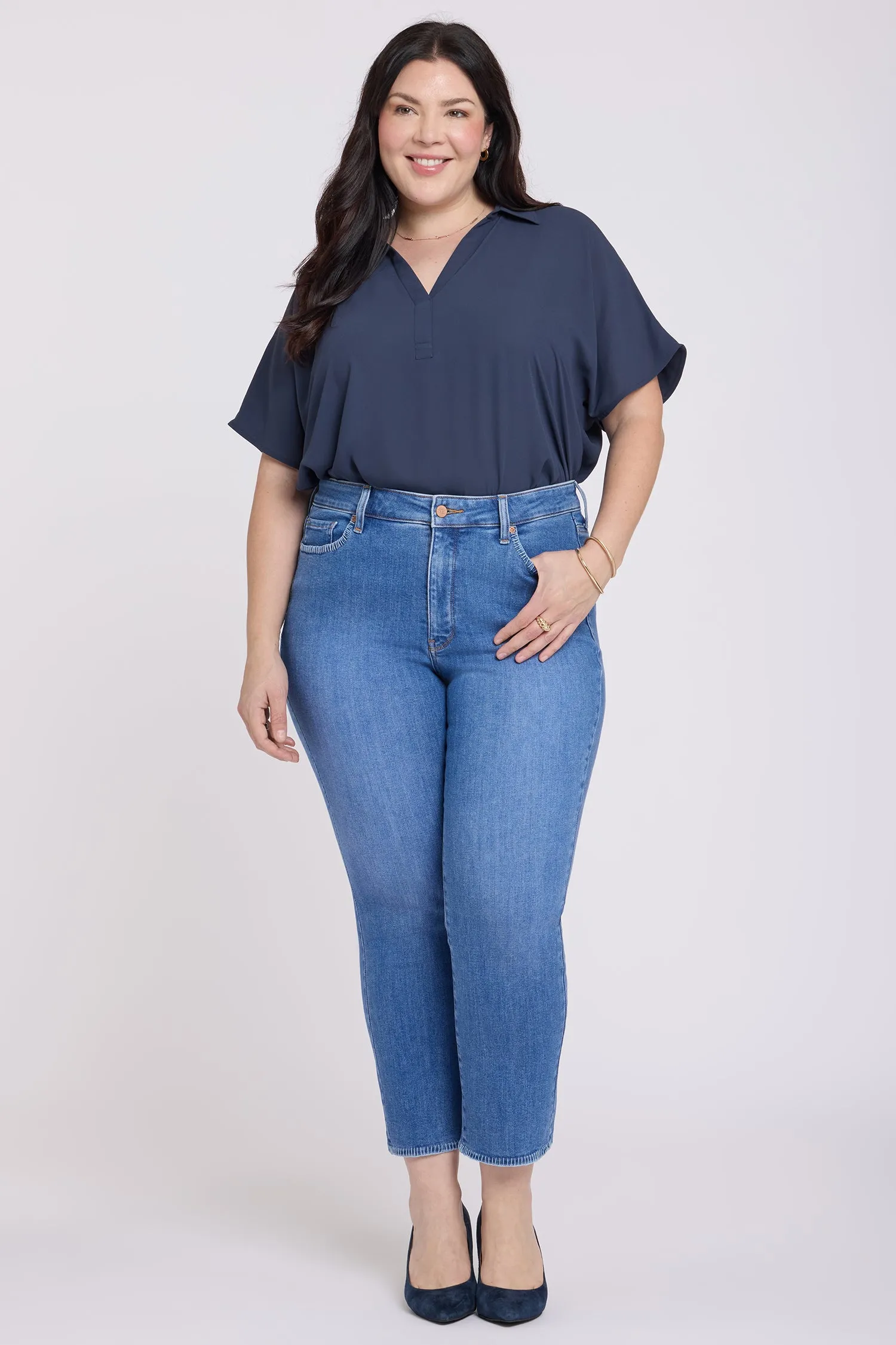 Marilyn Straight Ankle Jeans In Plus Size - Blue Paradise sold by NYDJ
