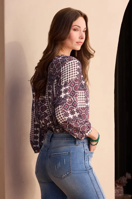 Pintuck Blouse - Vintage Patchwork sold by NYDJ