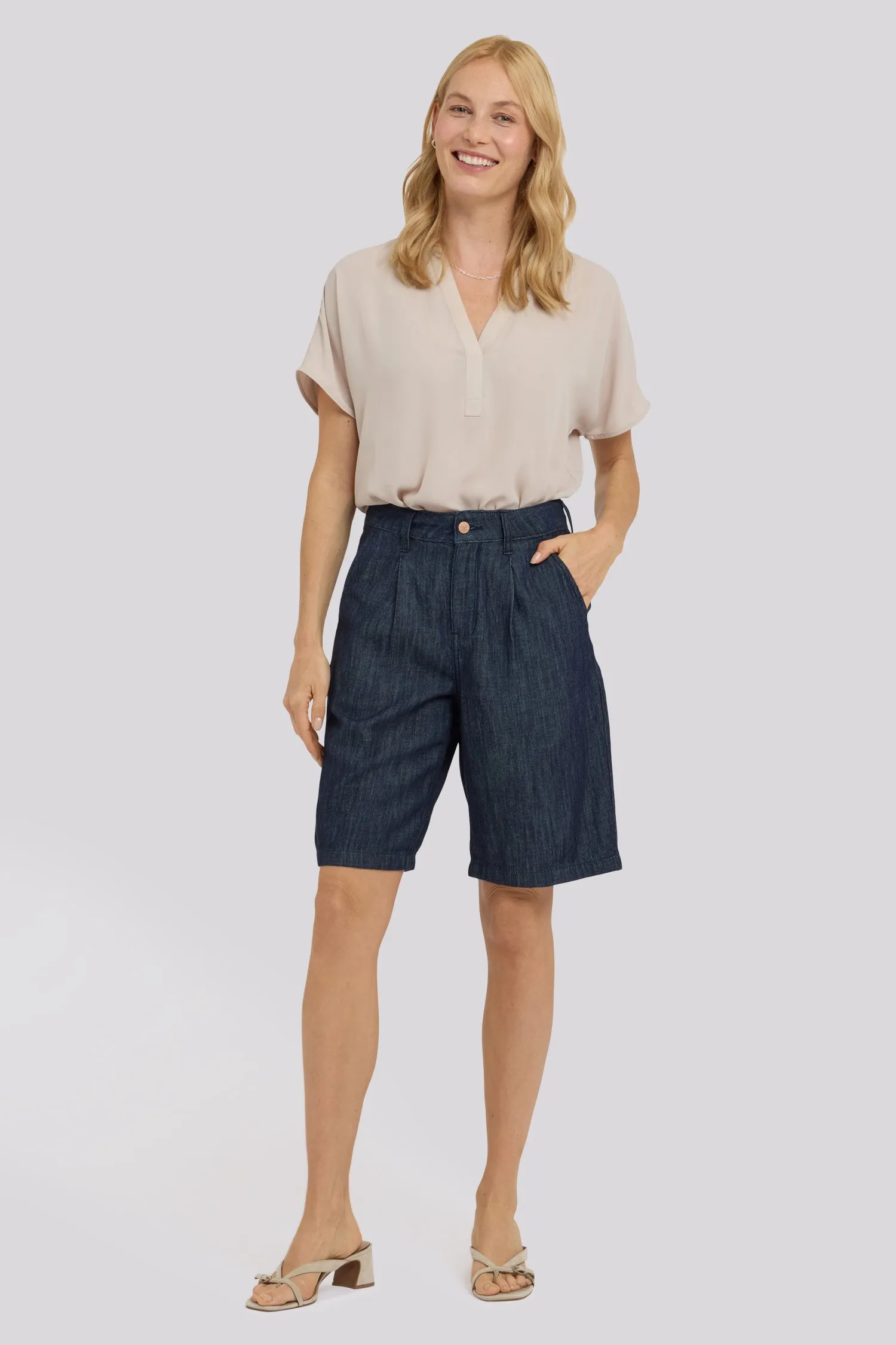 Gwen Relaxed Bermuda Denim Shorts - Dark Indigo sold by NYDJ