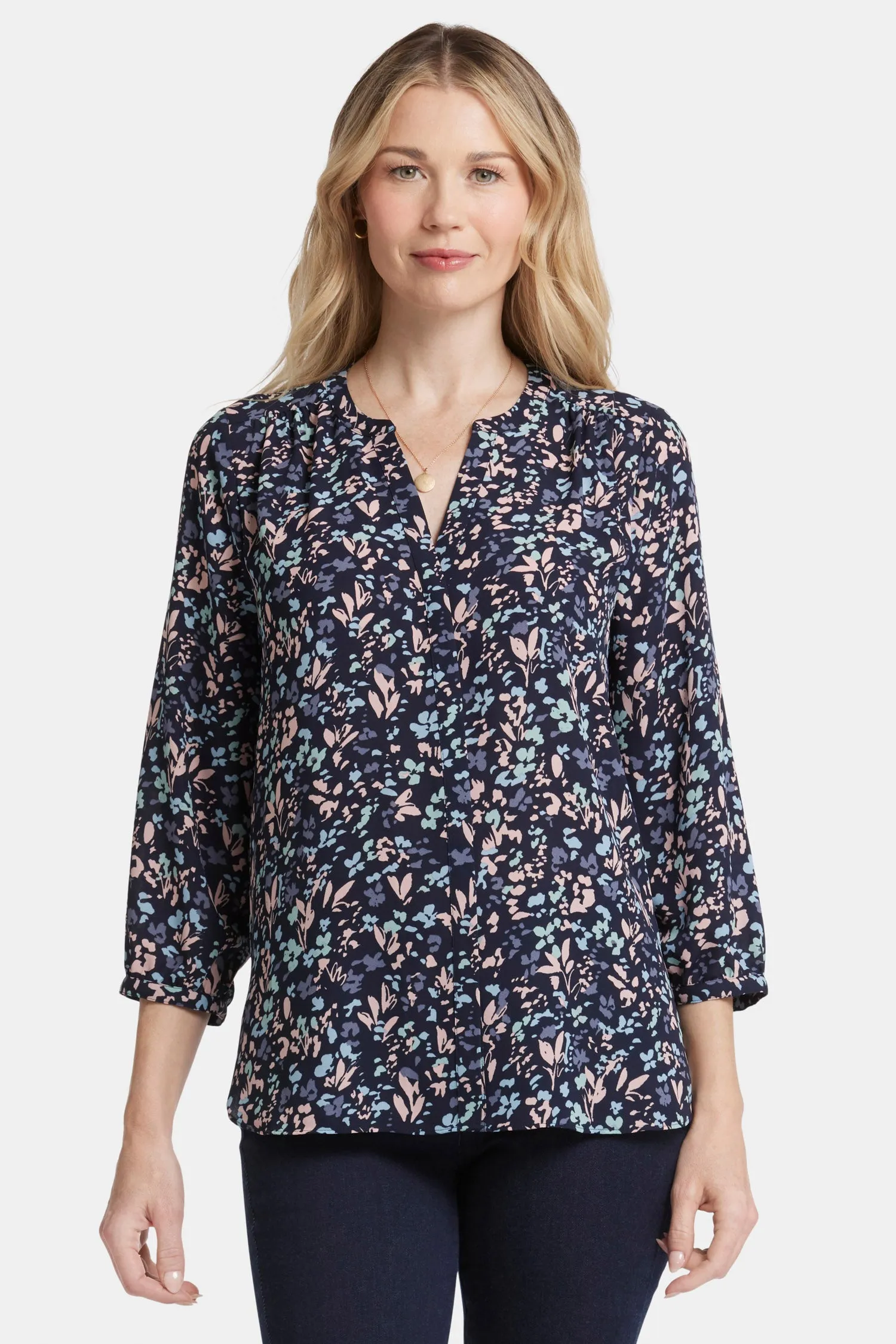 Pintuck Blouse - Bluebonnet Trail sold by NYDJ
