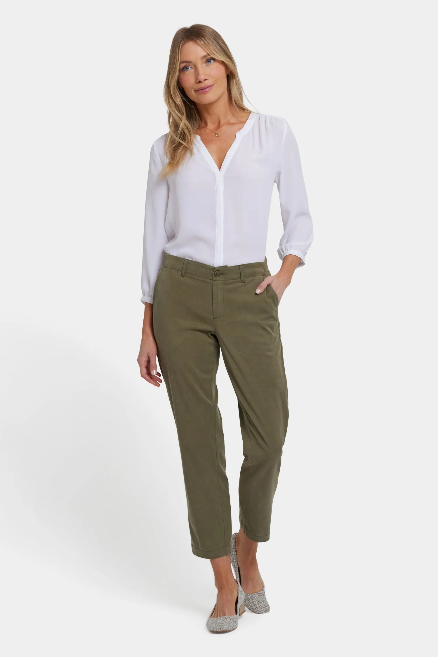 Easy-Fit Ankle Trouser Pants - Bay Leaf sold by NYDJ