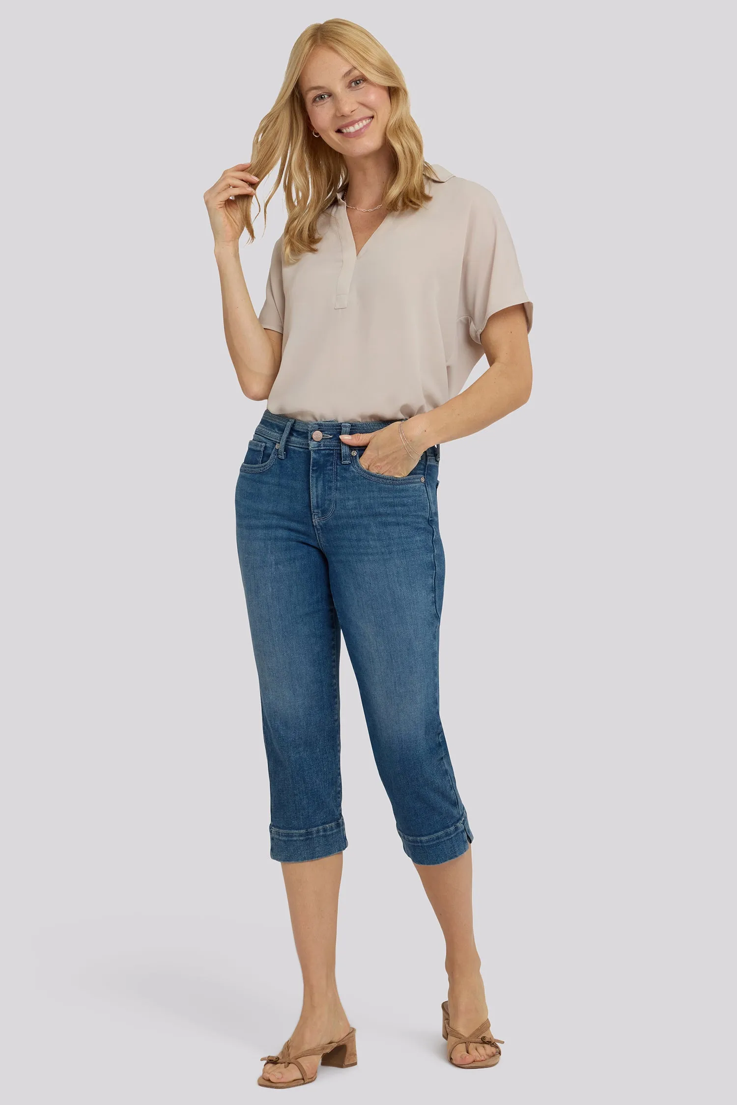 Marilyn Straight Crop Jeans In Petite - Breezy Palms sold by NYDJ