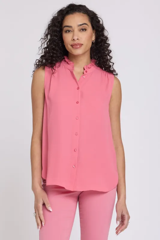 Sleeveless Ruffle Neck Blouse - Desert Rose made by NYDJ