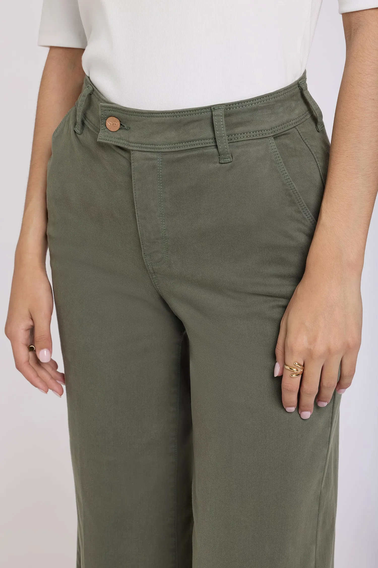 Mona Wide Leg Trouser Ankle Jeans - Desert Green sold by NYDJ product image thumbnail 5