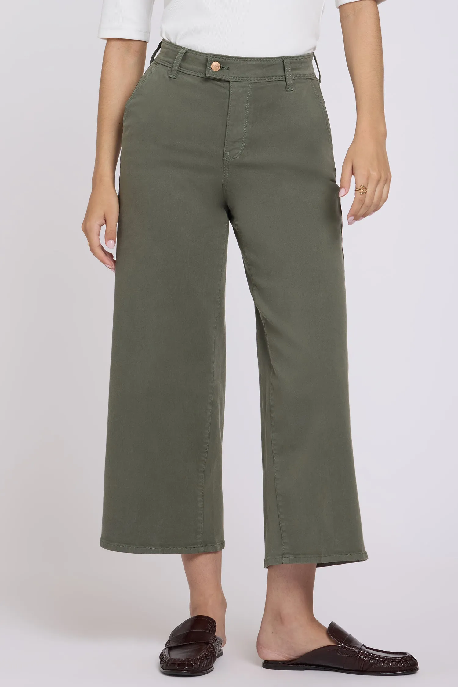 Mona Wide Leg Trouser Ankle Jeans - Desert Green sold by NYDJ product image thumbnail 4