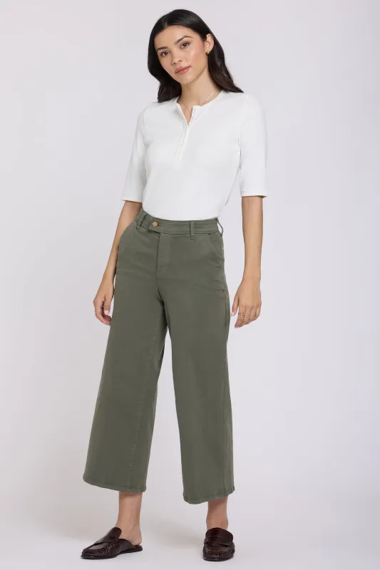 Mona Wide Leg Trouser Ankle Jeans  - Desert Green made by NYDJ