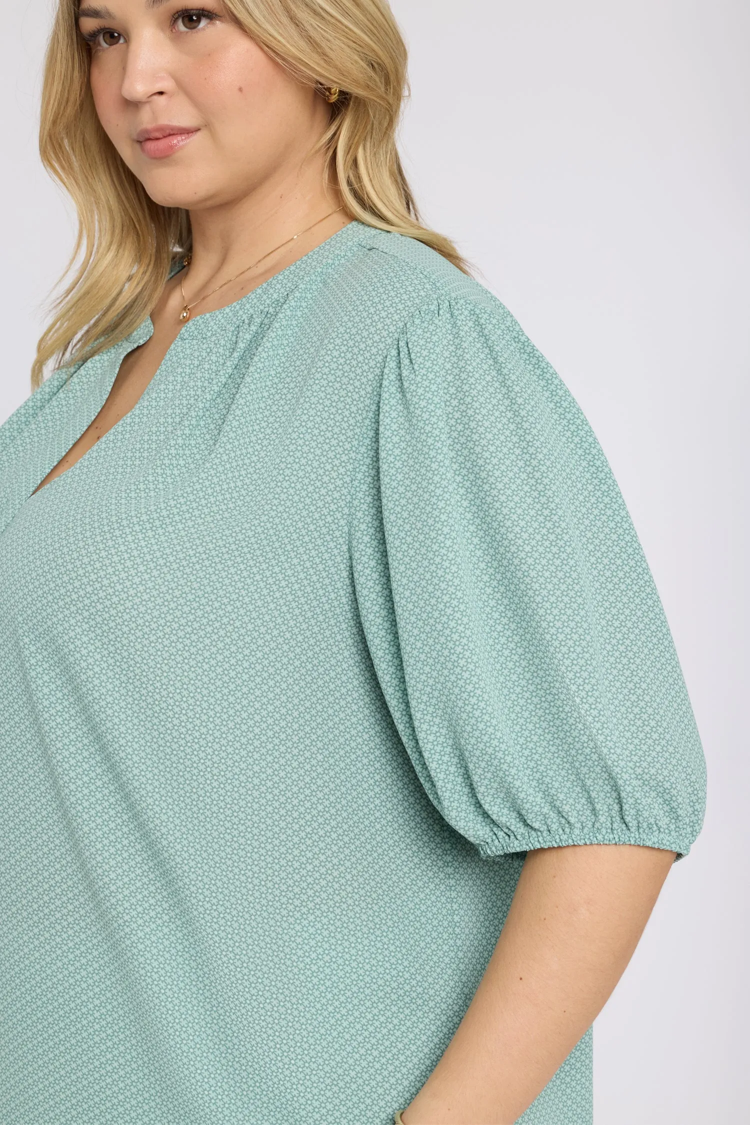 Short Puff Sleeved Popover Top In Plus Size - Valley of Daisies sold by NYDJ product image thumbnail 5