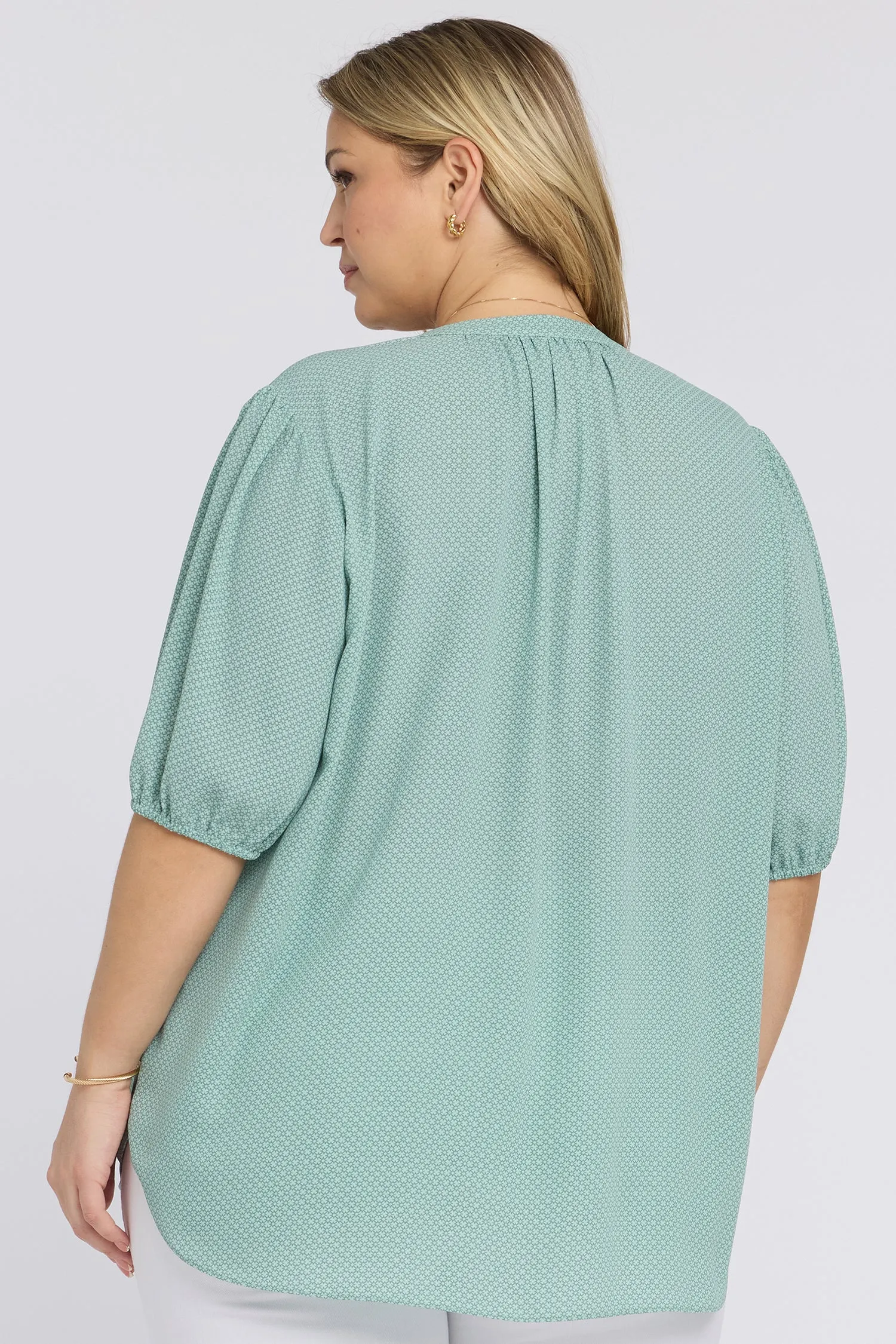 Short Puff Sleeved Popover Top In Plus Size - Valley of Daisies sold by NYDJ product image thumbnail 2