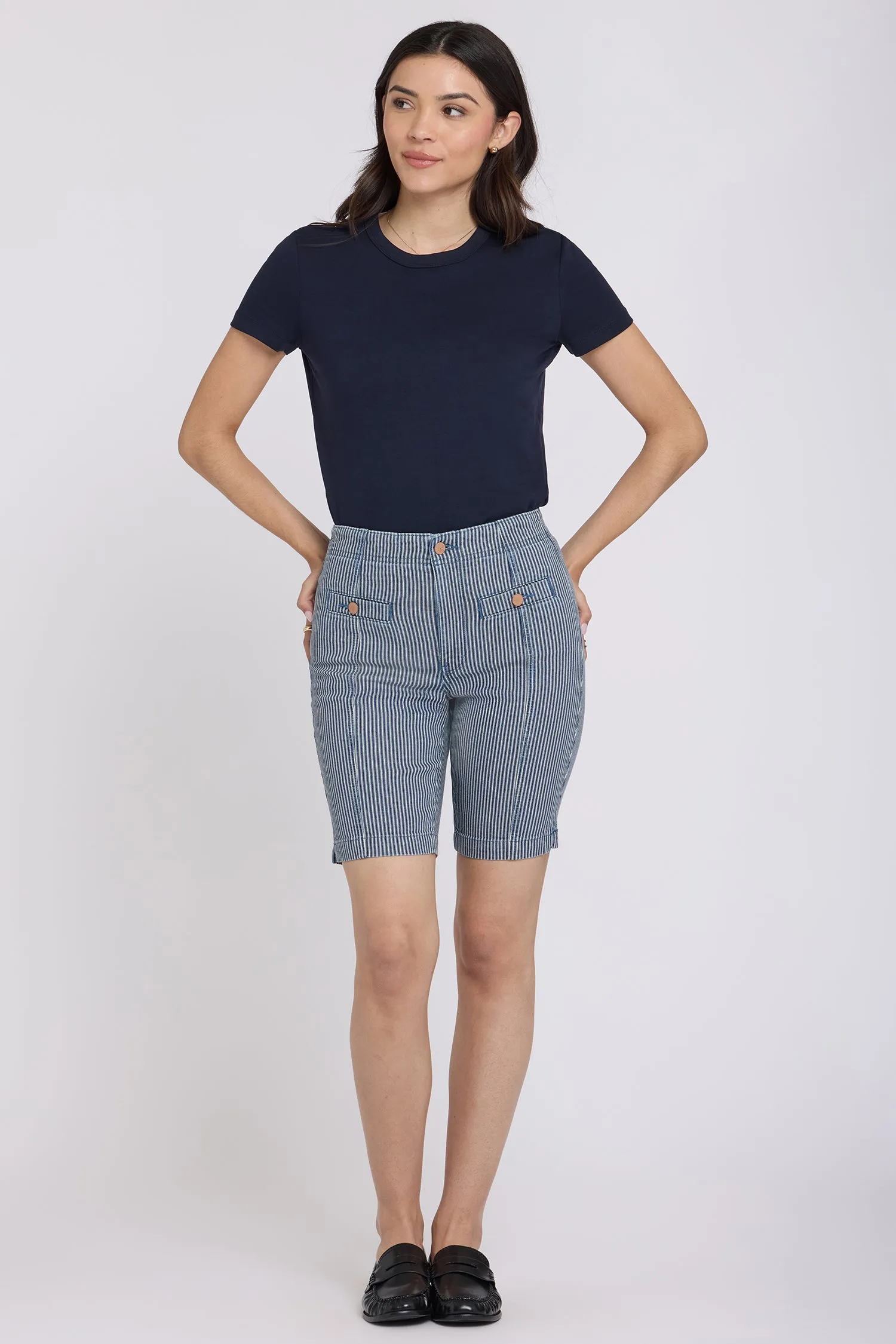 Ella Denim Shorts - Malaga Stripe sold by NYDJ