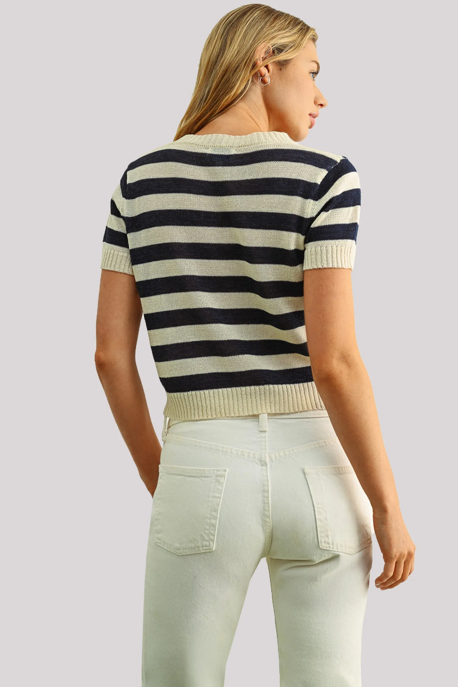 Short Sleeved Striped Top - Blue Stripe sold by NYDJ product image thumbnail 2
