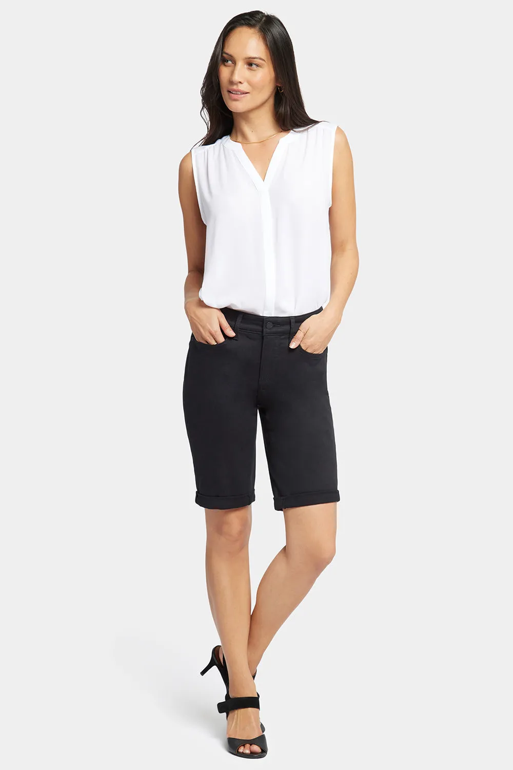 Briella 10 Inch Denim Shorts In Petite - Black sold by NYDJ product image thumbnail 4