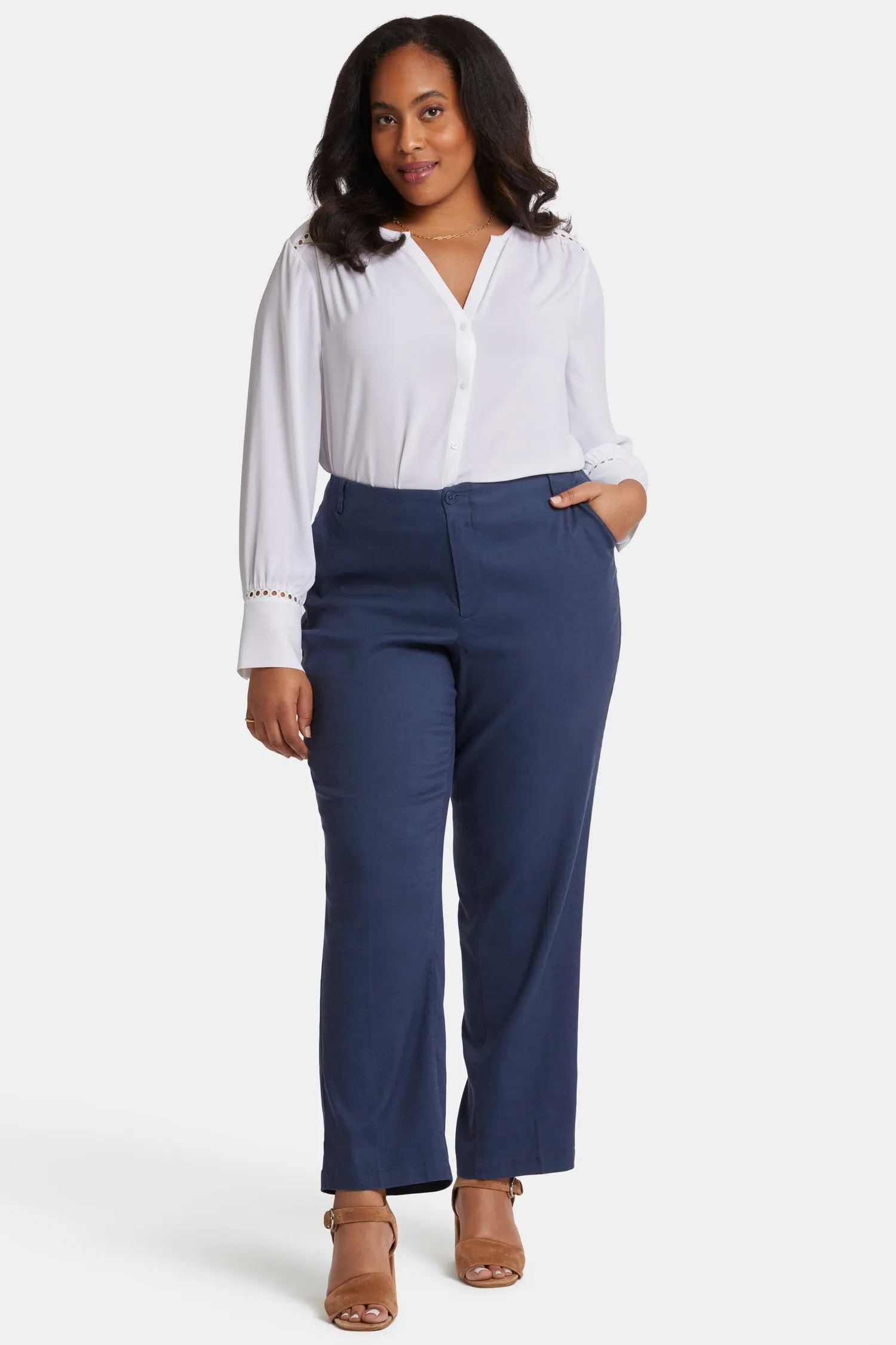 Marilyn Straight Pants In Plus Size - Oxford Navy sold by NYDJ
