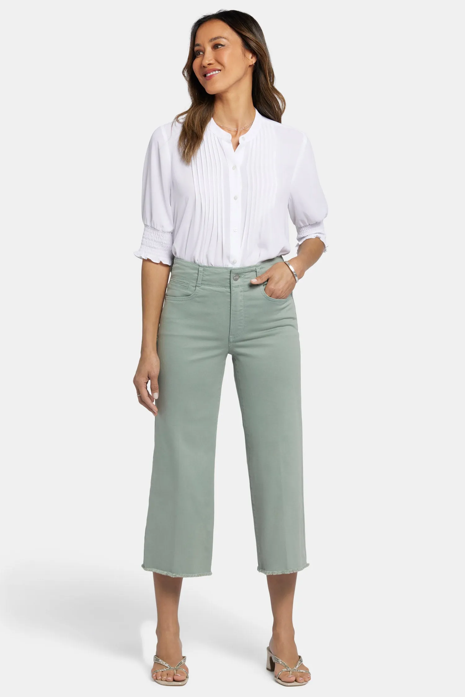 Brigitte Wide Leg Capri Jeans In Petite - Lily Pad sold by NYDJ