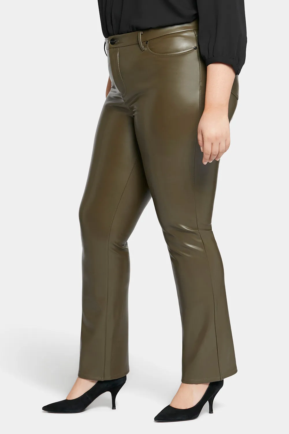 Faux Leather Marilyn Straight Pants In Plus Size - Ripe Olive sold by NYDJ product image thumbnail 3