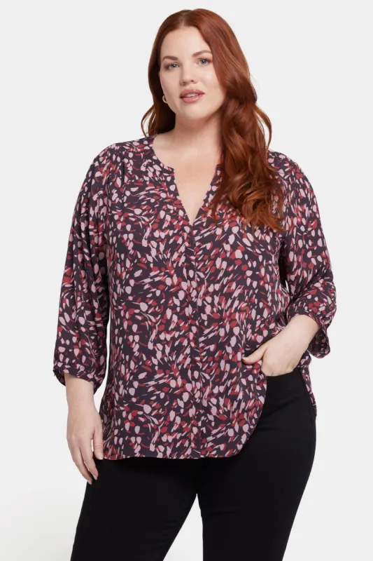 Pintuck Blouse In Plus Size - Perla Plum sold by NYDJ