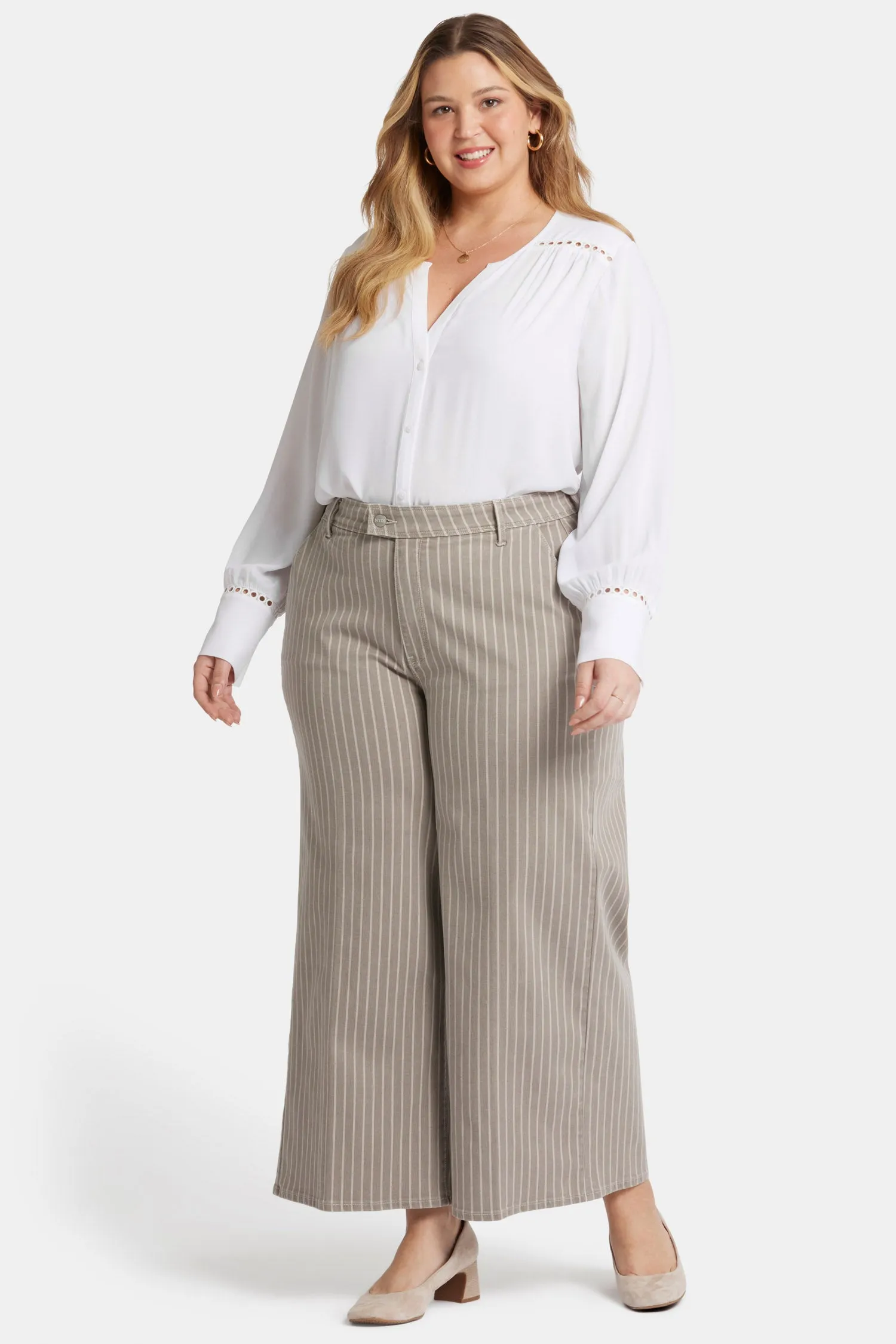 Mona Wide Leg Trouser Ankle Jeans In Plus Size - Boardwalk Stripe sold by NYDJ product image thumbnail 4