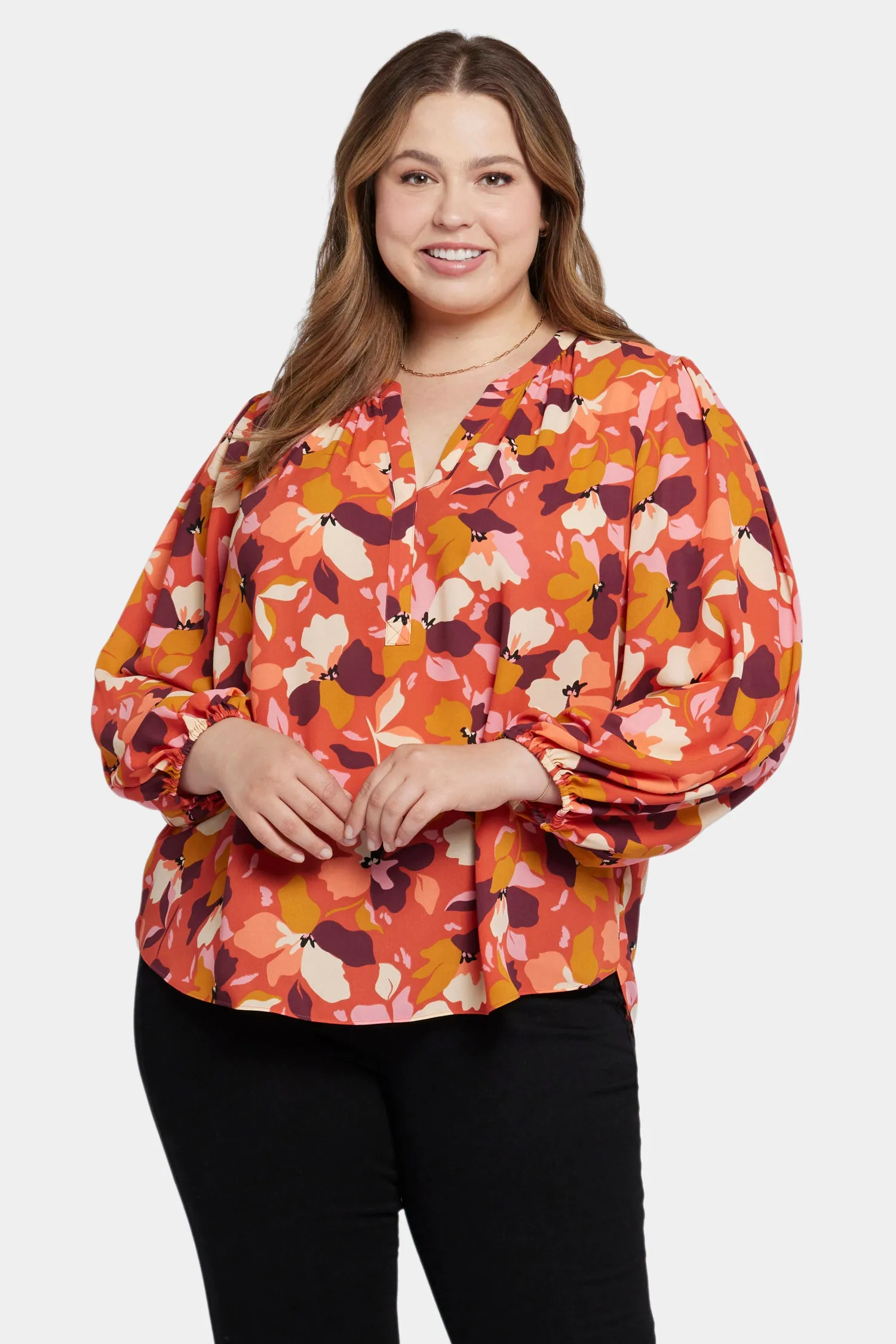 Puff Sleeve Popover Top In Plus Size - Gingervale sold by NYDJ