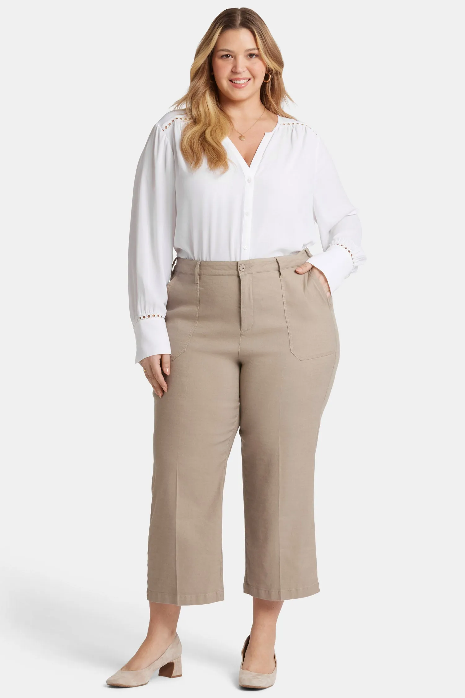 Wide Leg Cargo Capri Pants In Plus Size - Saddlewood sold by NYDJ product image thumbnail 4
