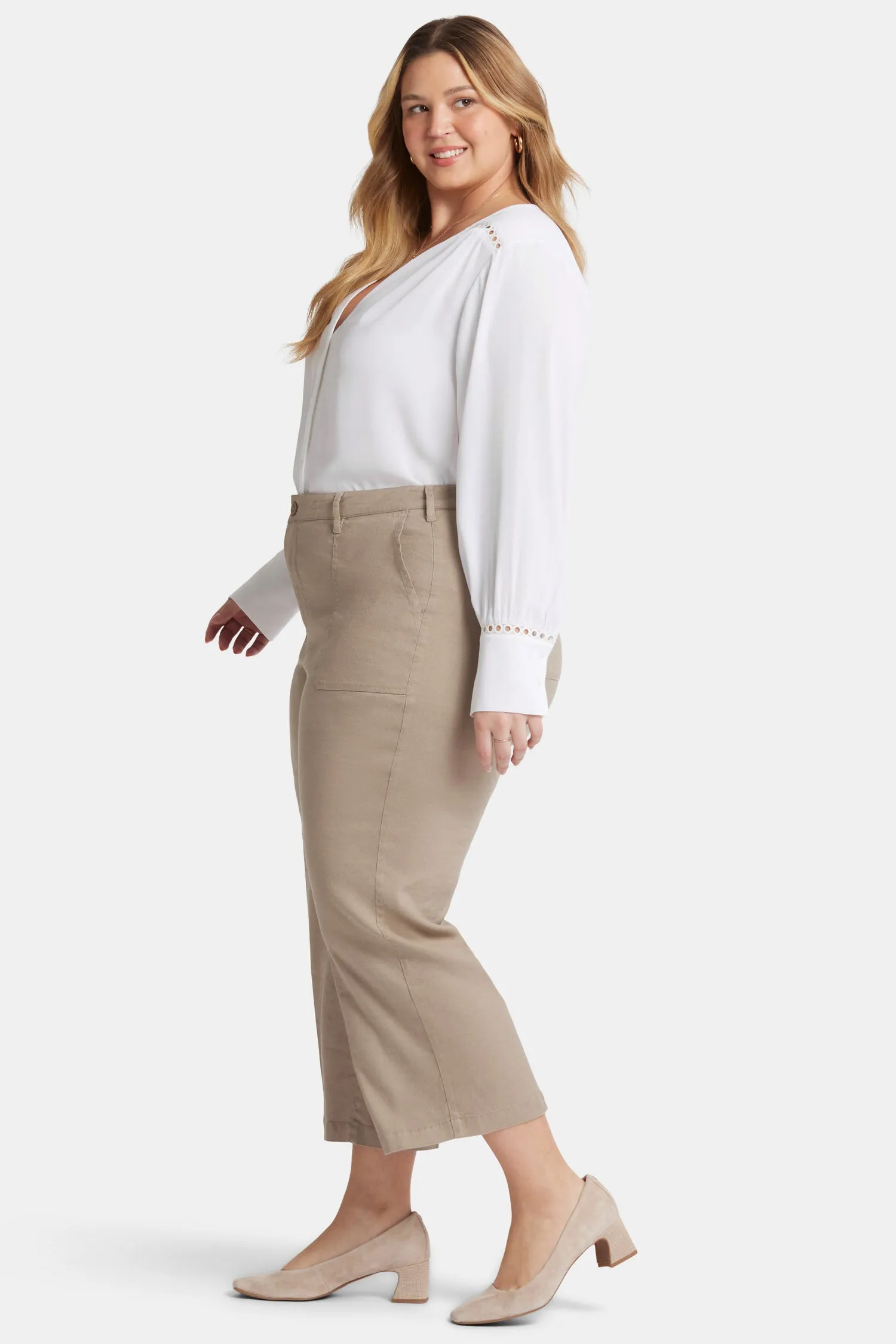 Wide Leg Cargo Capri Pants In Plus Size - Saddlewood sold by NYDJ product image thumbnail 5