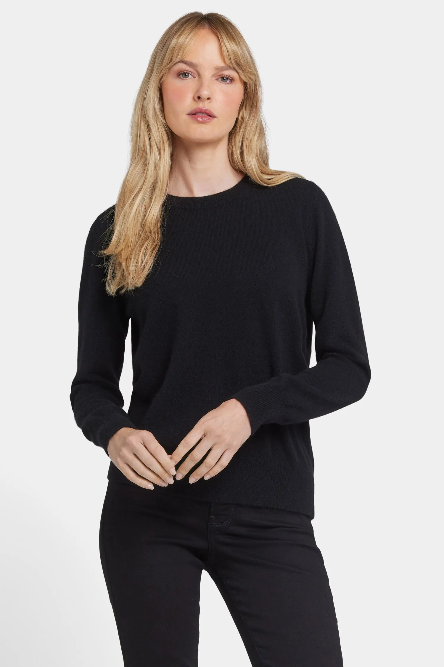 Cashmere Essential Crewneck Sweater - Black sold by NYDJ