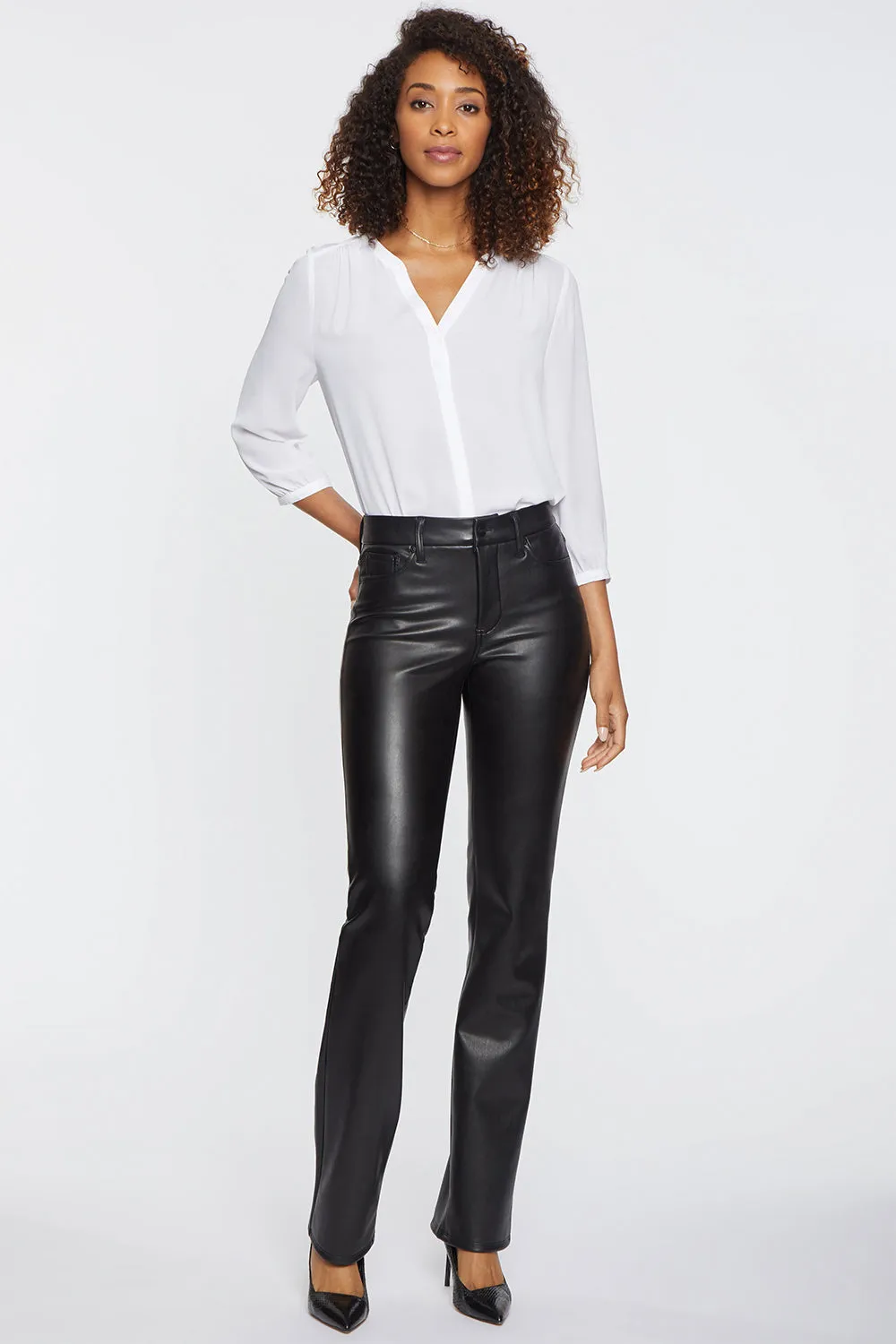 Faux Leather Marilyn Straight Pants - Black sold by NYDJ