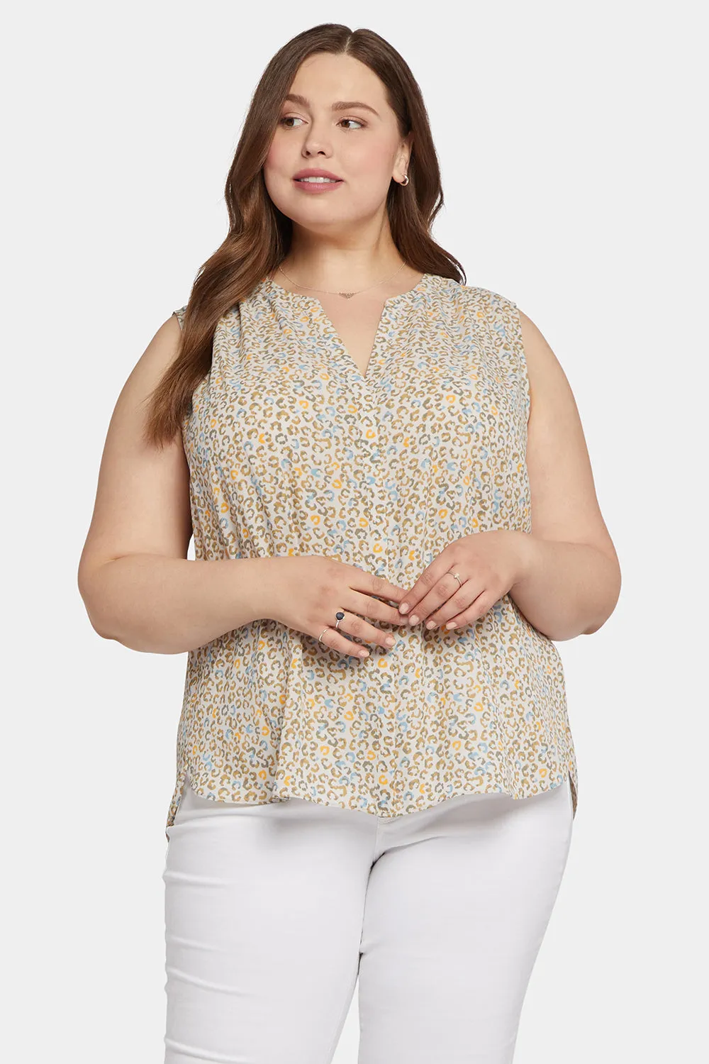 Sleeveless Pintuck Blouse In Plus Size - Sand Cat sold by NYDJ product image thumbnail 4