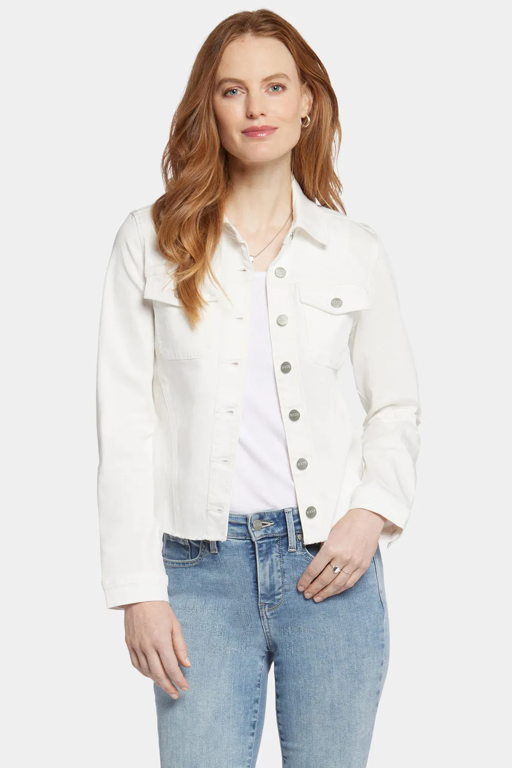 Frayed Hem Jacket - Optic White sold by NYDJ product image thumbnail 4