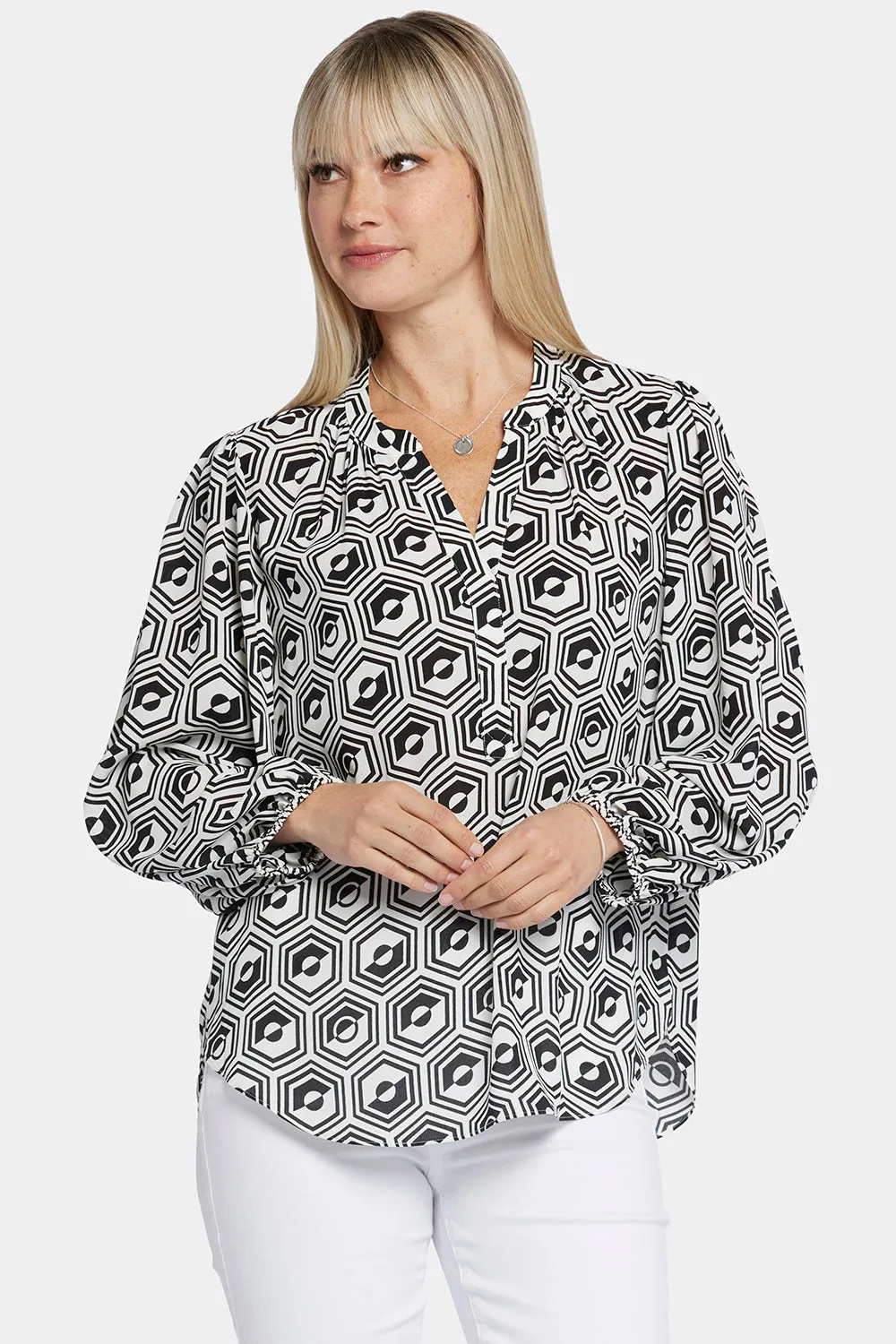 Puff Sleeve Popover Top - Night Owl sold by NYDJ product image thumbnail 4