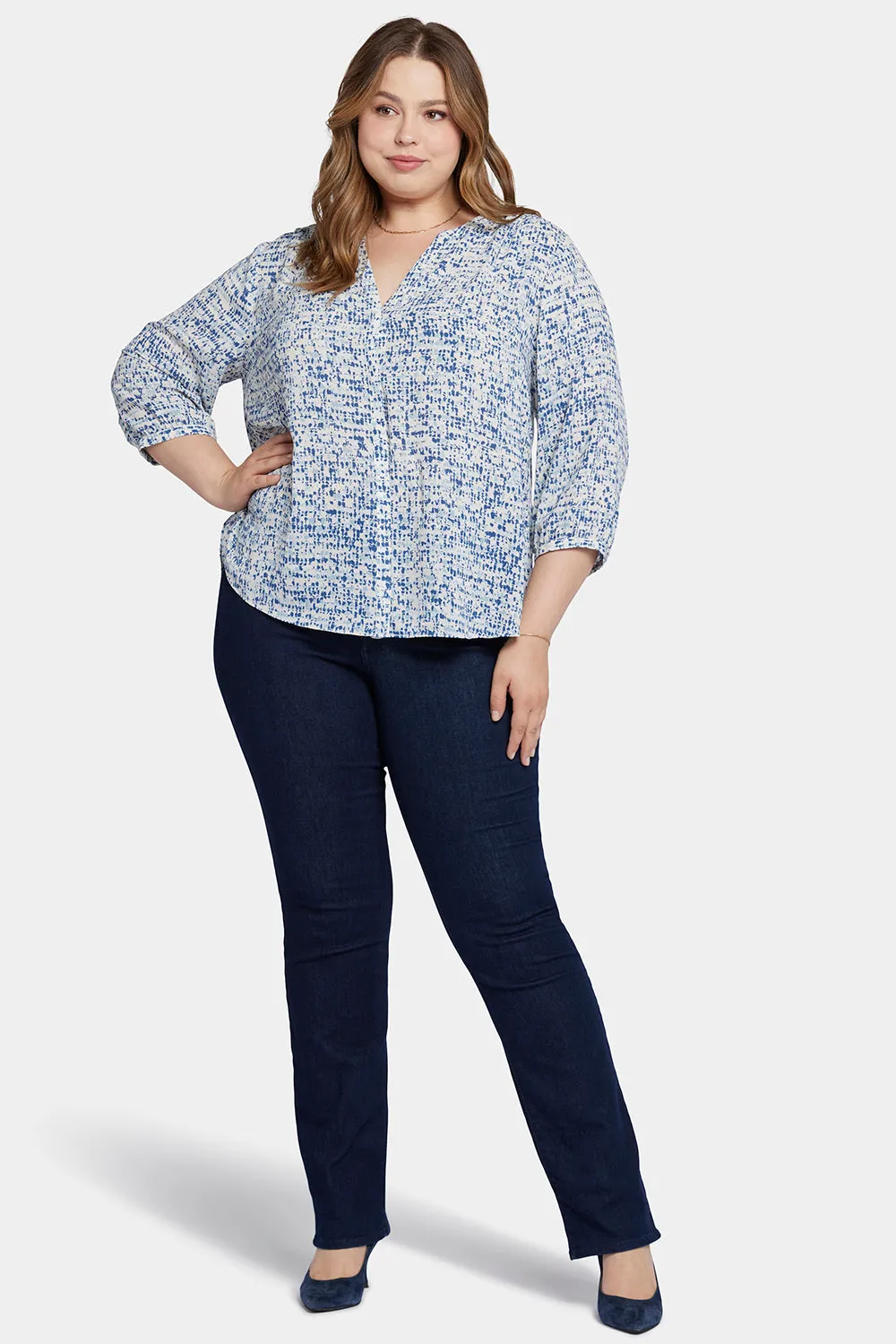 Pintuck Blouse In Plus Size - Waterfall Ice sold by NYDJ product image thumbnail 5